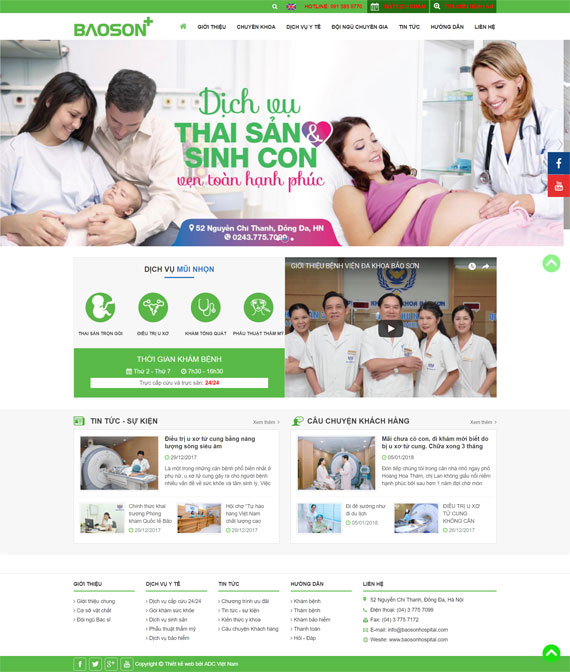 Giao diện website bệnh viện Đa khoa Bảo Sơn thiết kế bởi ADC Việt Nam