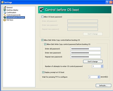 Allow DiskWriteCopy control password before booting OS