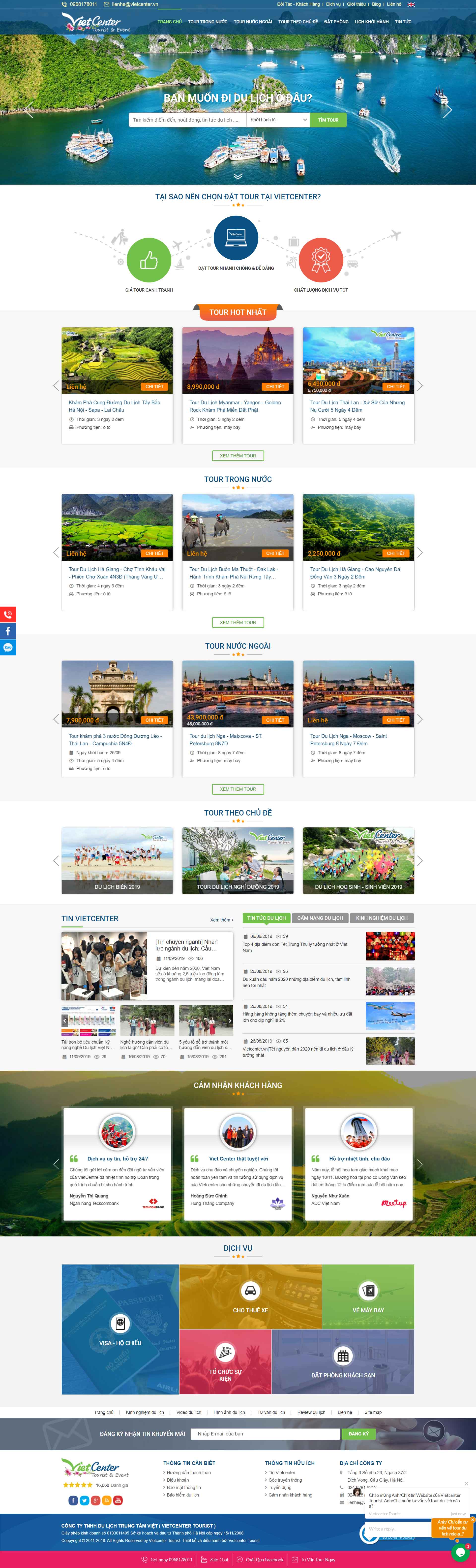 Thiết kế website du lịch vietcenter.vn