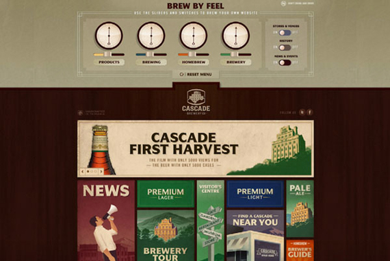 Website Cascade Brewery Co – Brew by Feel thiết kế non-navigation
