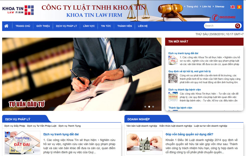 Giao diện website luật khoa tín được thiết kế tại ADC Việt Nam