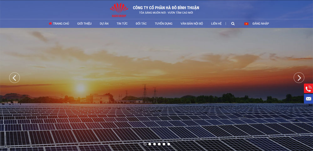 GIao diện web dự án điện mặt trời, điện gió và các năng lượng tái tạo Hà Đô Bình Thuận thiết kế tại ADC