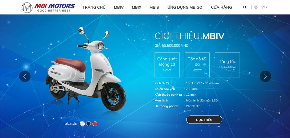 GIao diện website mbi motors thiết kế tại ADC Việt Nam