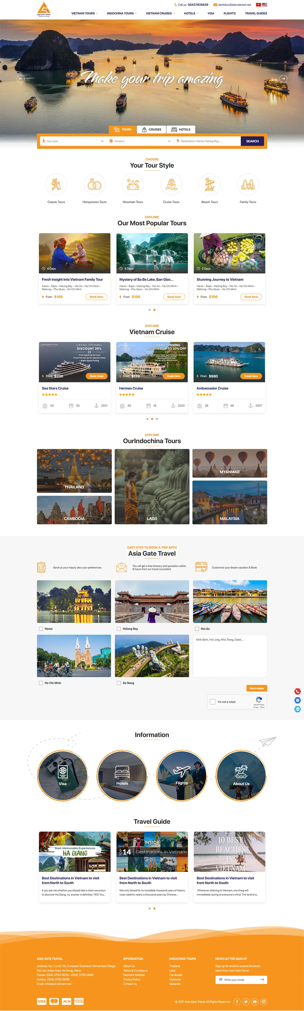 Giao diện website Asia Gate Travel