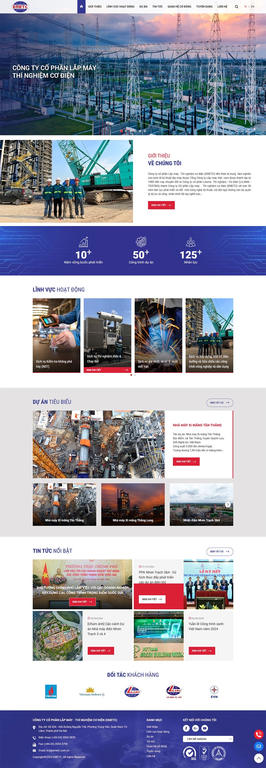 Giao diện website Emetc