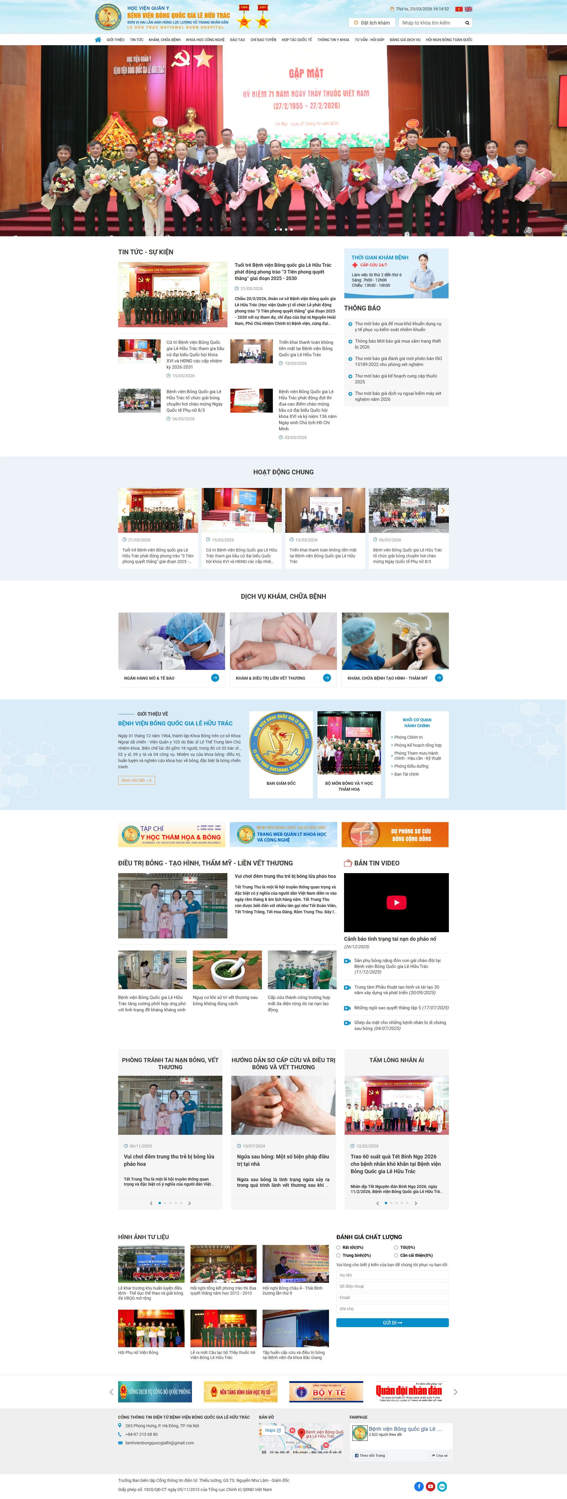 Thiết kế web cho Bệnh Viện Bỏng Quốc Gia Lê Hữu Trác