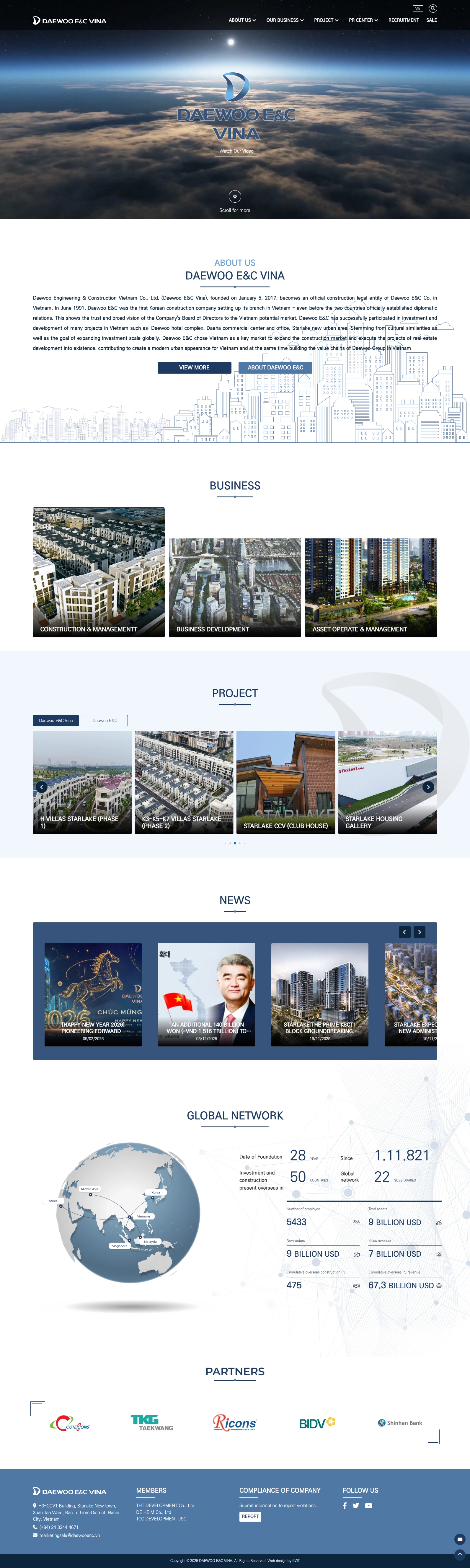 Thiết kế web cho Công ty Daewoo E&C