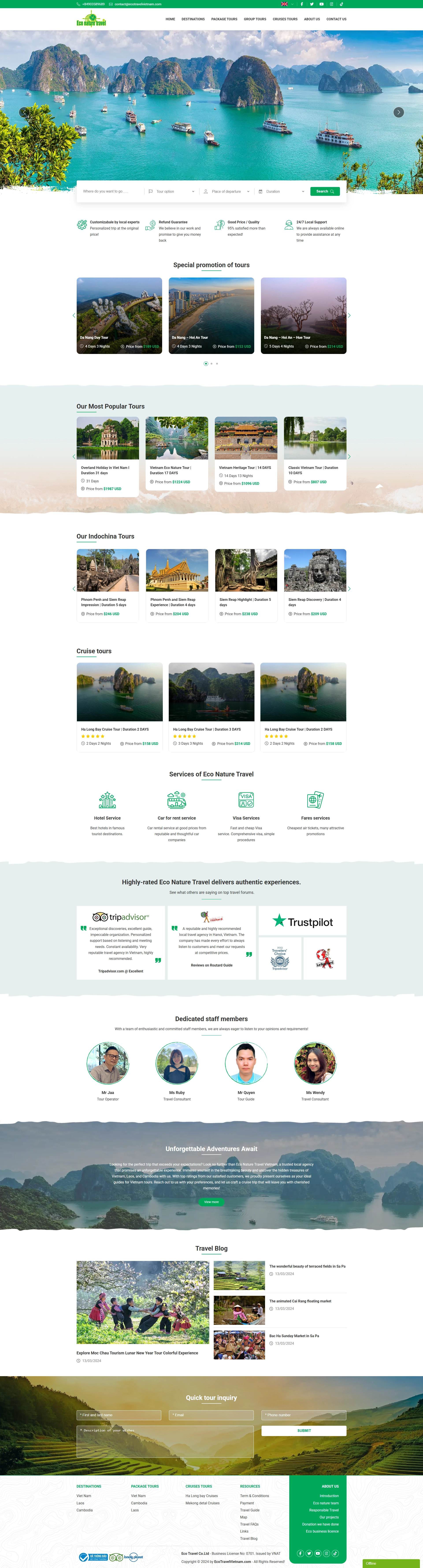 Thiết kế web cho Eco Nature Travel Vietnam