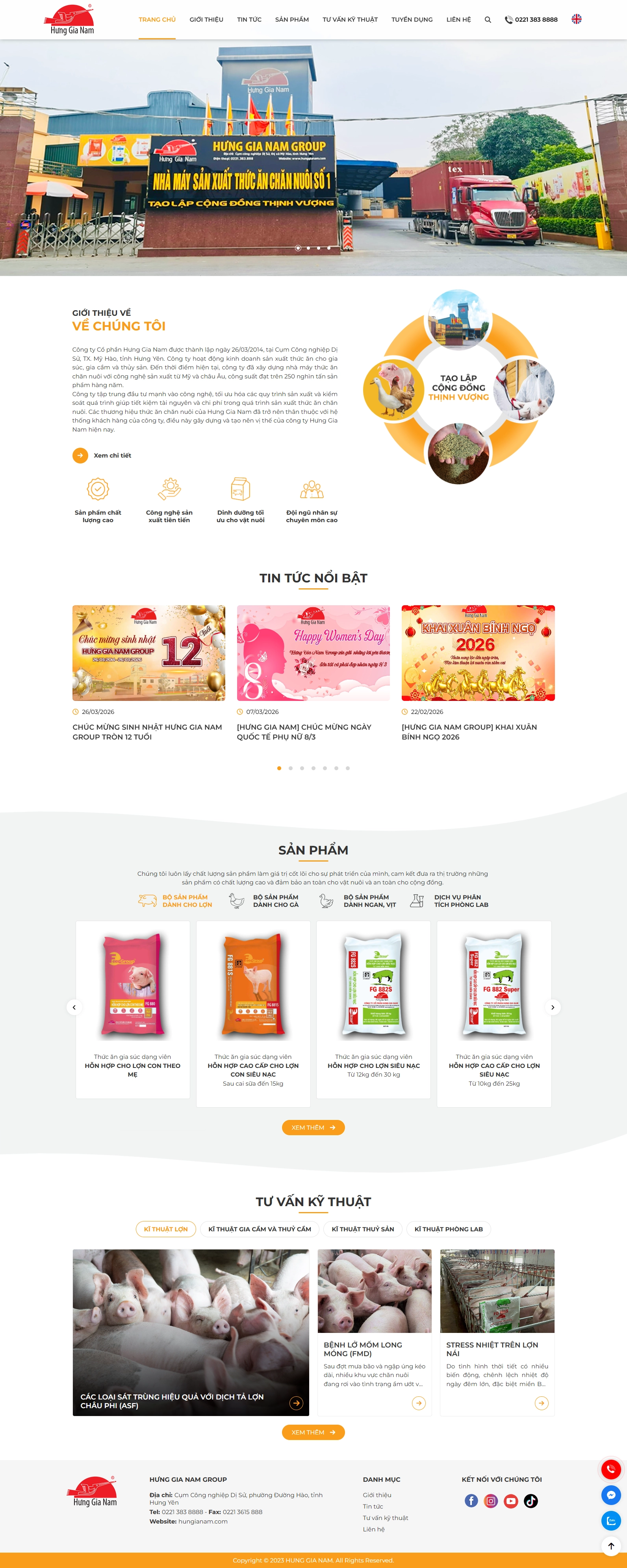 Thiết kế web cho Công ty Cổ phần Hưng Gia Nam