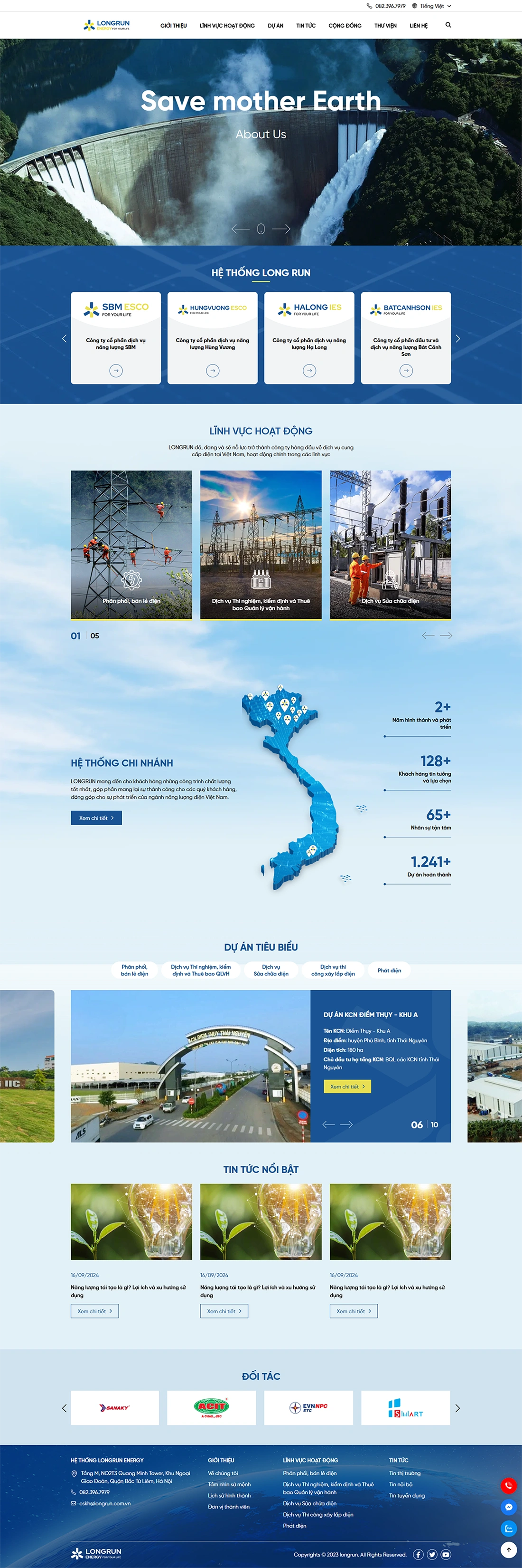 Thiết kế web cho Hệ thống LONGRUN ENERGY