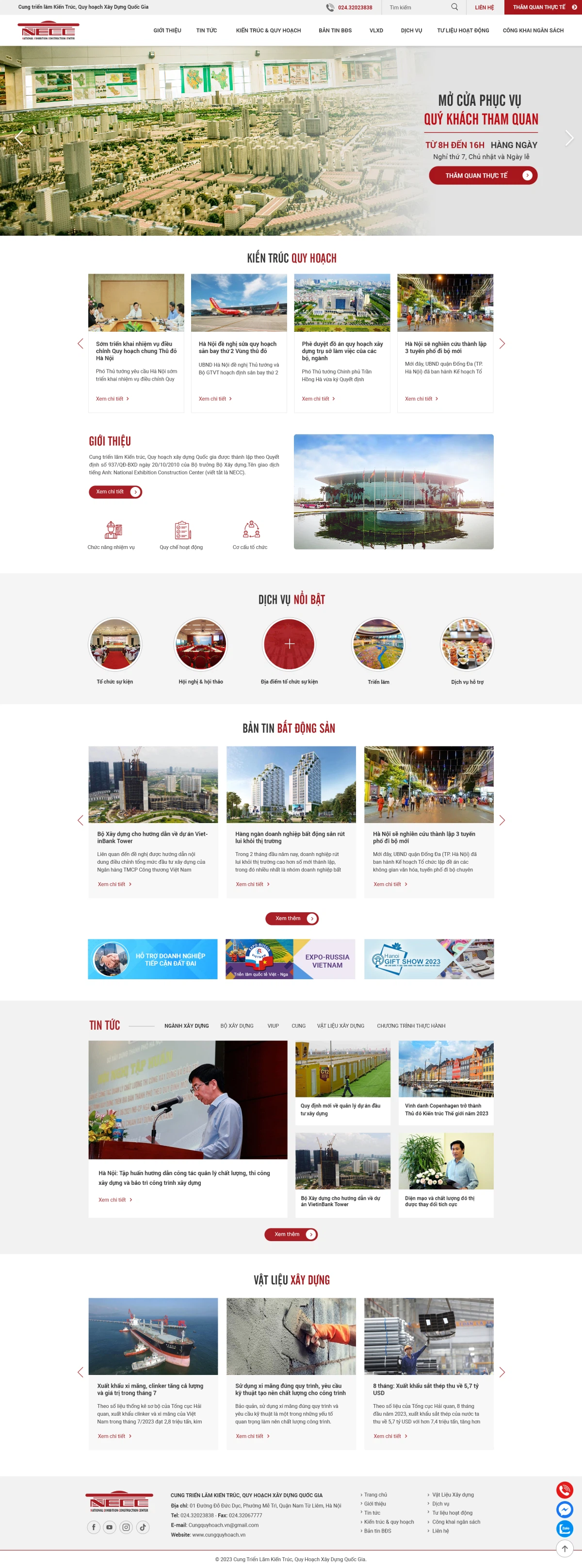 Thiết kế web cho Cung Triển Lãm Kiến Trúc Quy Hoạch Xây Dựng Quốc Gia