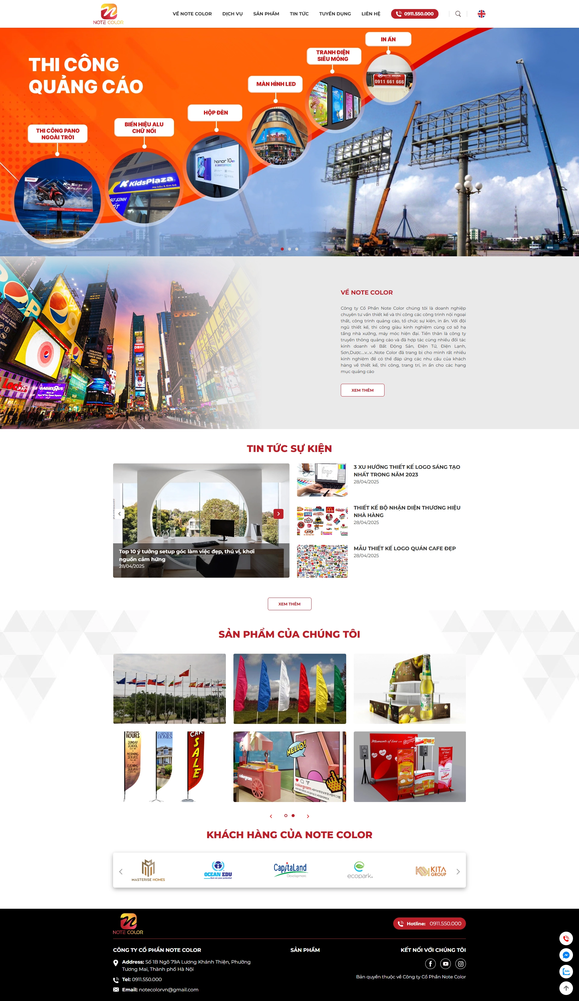 Thiết kế web cho công ty Cổ phần Note Color