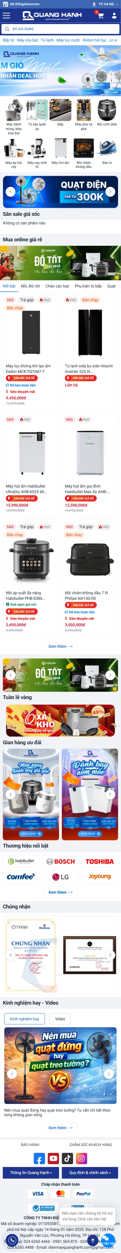 Thiết kế web cho Công ty Điện máy Gia dụng Quang Hạnh