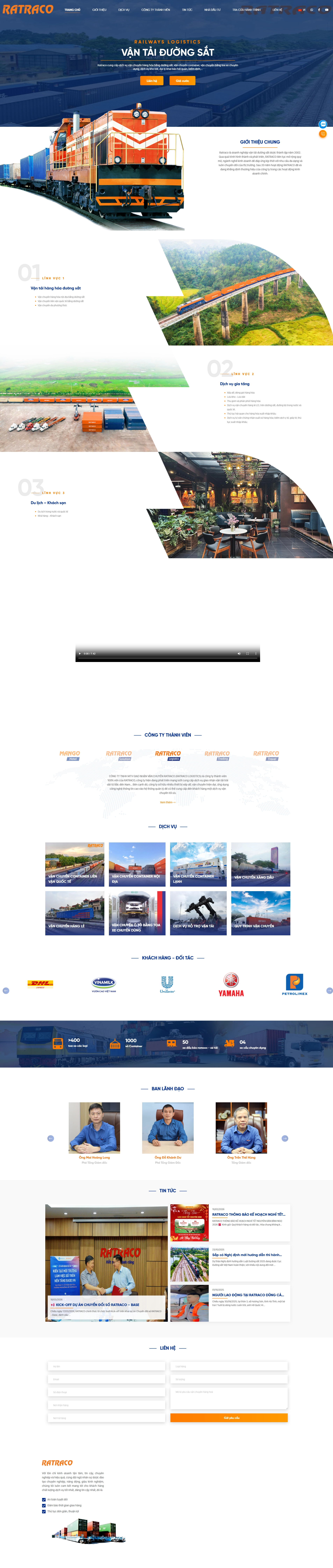 Thiết kế web cho Công ty Cổ phần vận tải và đường sắt Ratraco