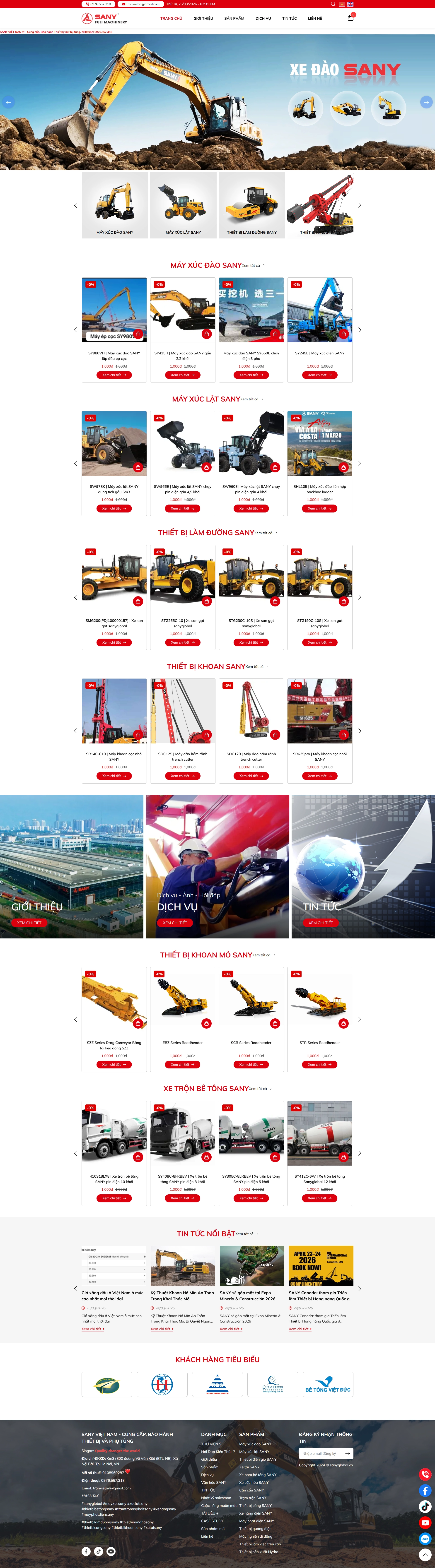 Thiết kế web cho Sany Việt Nam