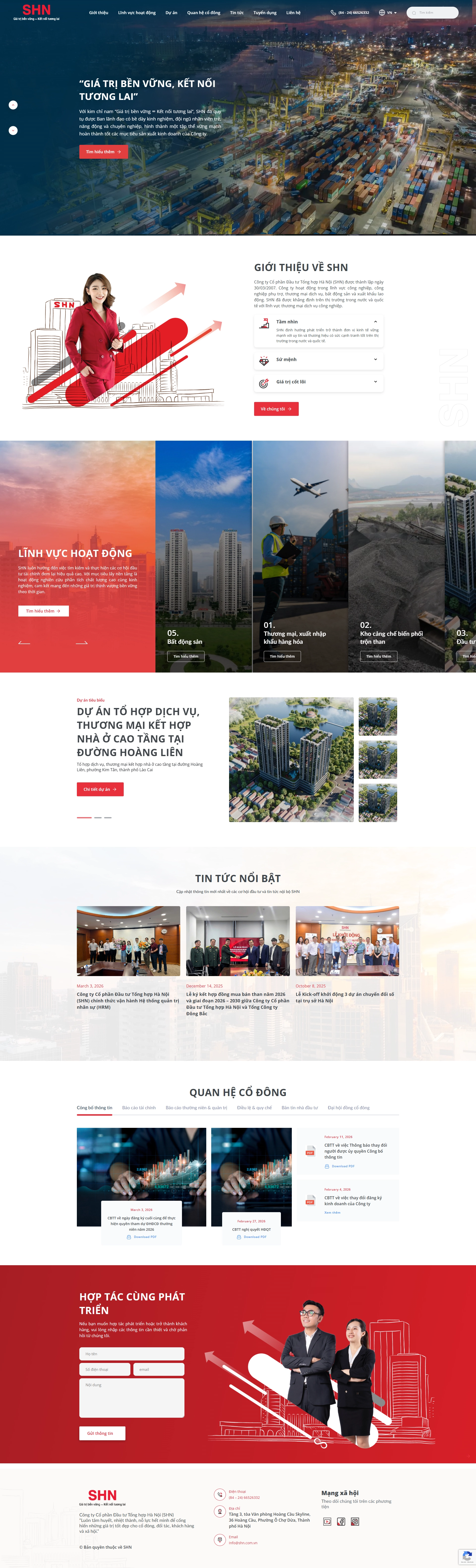 Thiết kế web cho Công ty Cổ phần Đầu tư Tổng hợp Hà Nội (SHN)