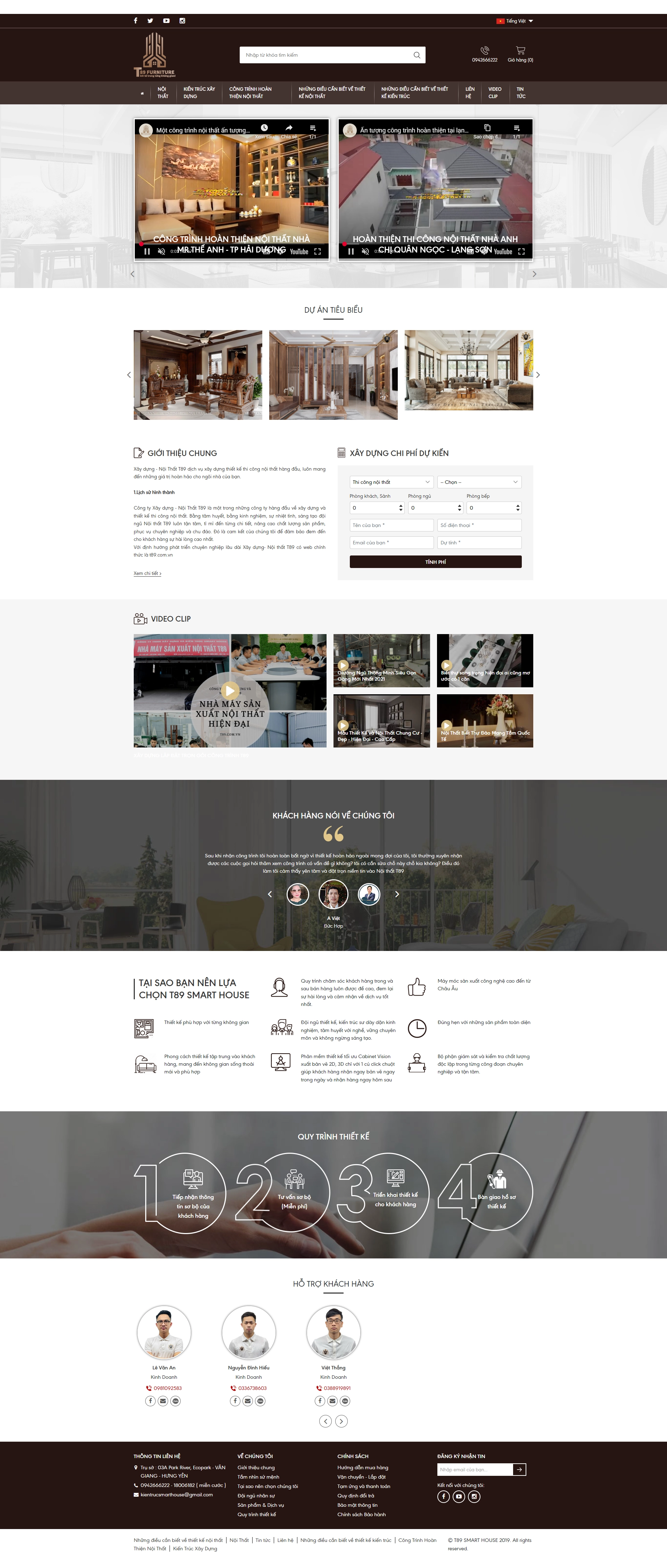 Thiết kế web cho Công ty Xây dựng - Nội Thất T89
