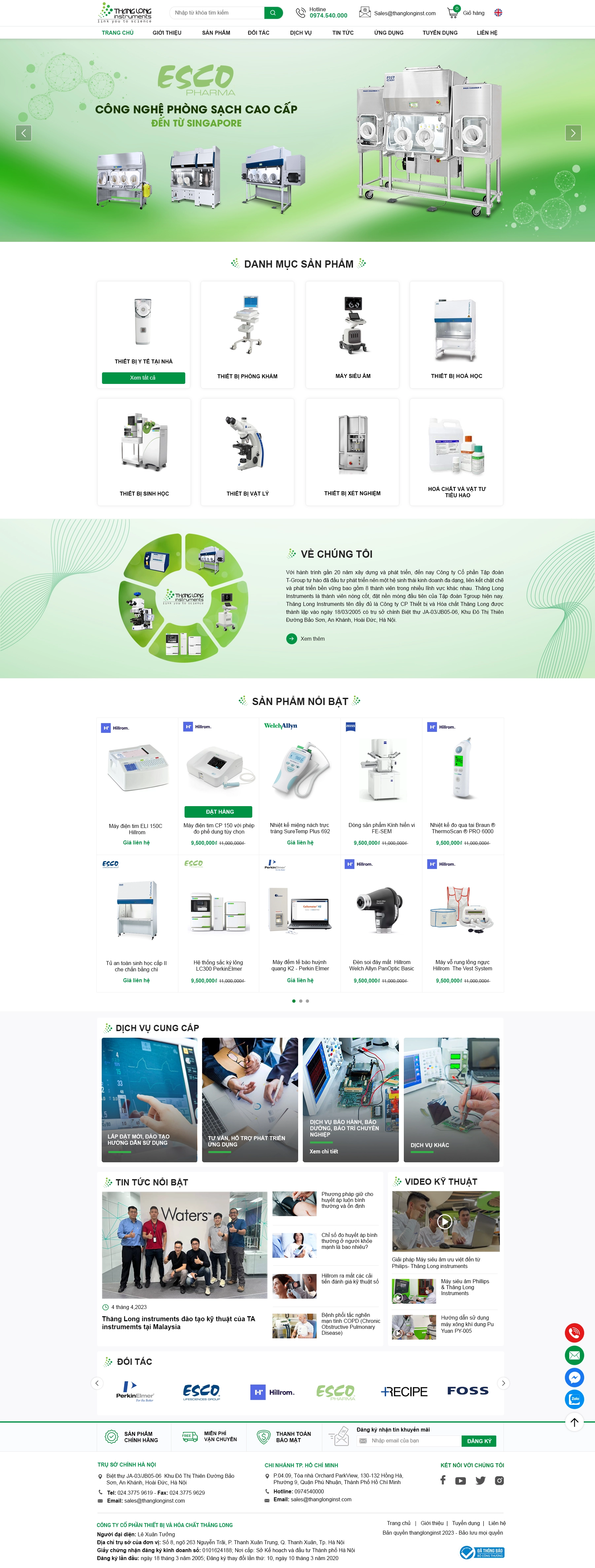 Thiết kế web cho Công ty cổ phần Thiết bị và Hóa chất Thăng Long 