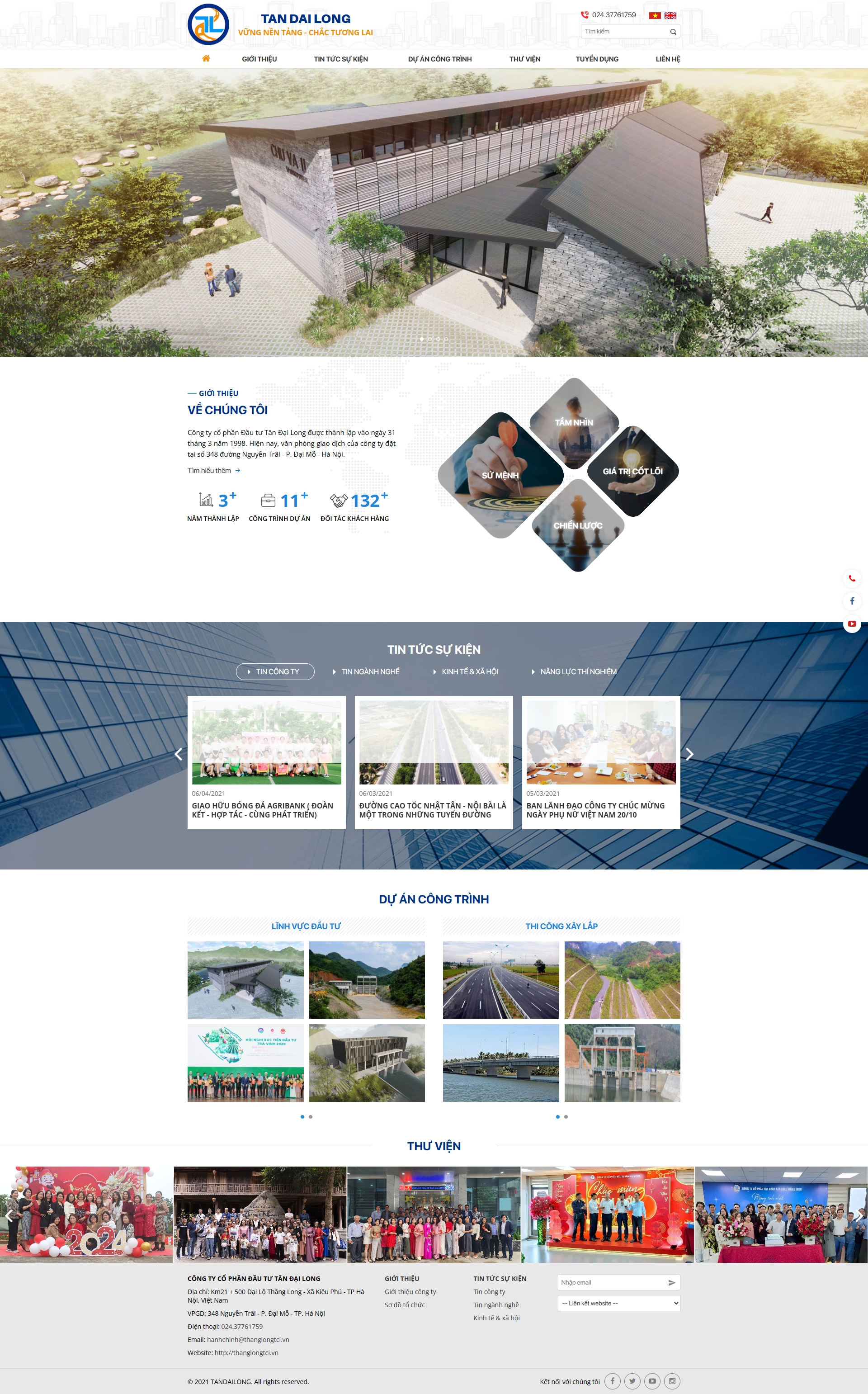 Thiết kế web cho Công ty cổ phần tập đoàn xây dựng Thăng Long