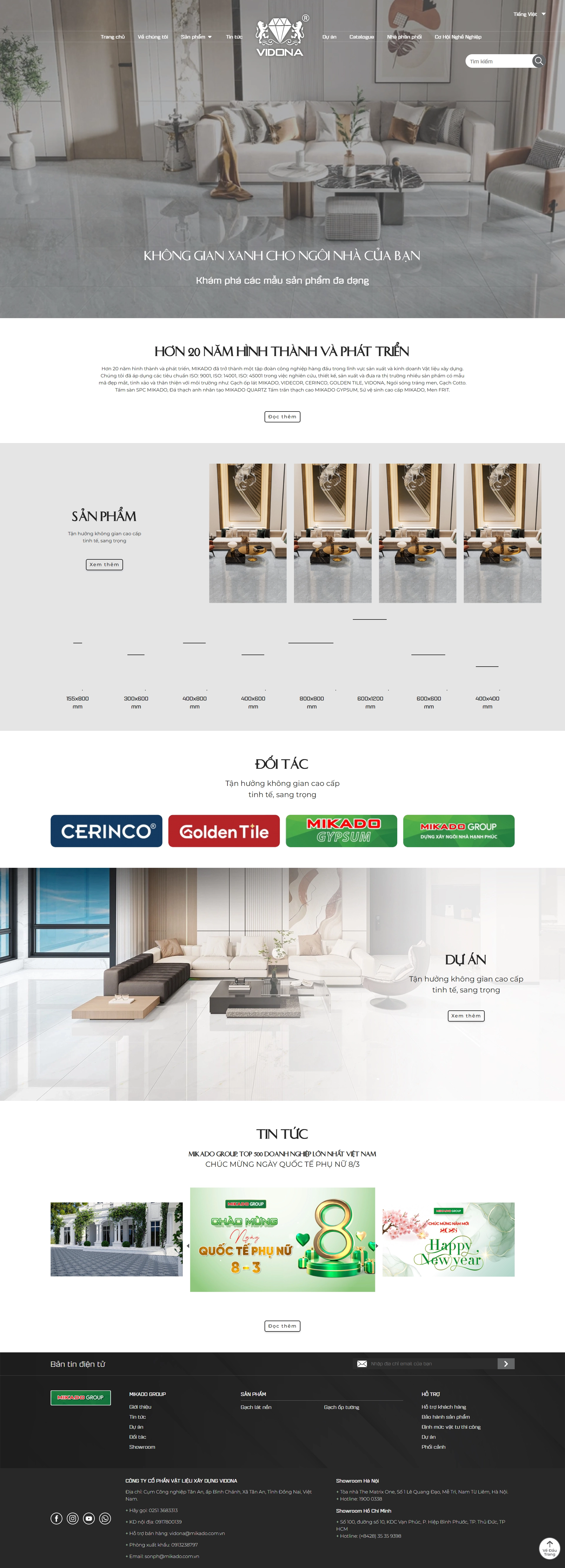 Thiết kế web cho công ty cổ phần vật liệu xây dựng Vidona