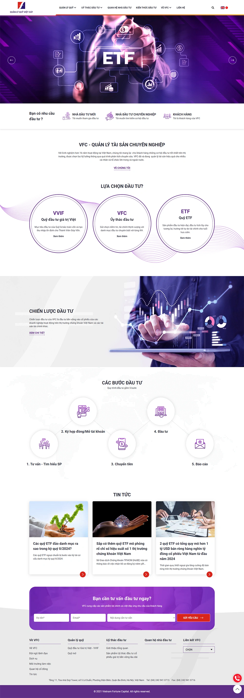 Thiết kế web cho Công ty Cổ phần Quản lý quỹ Việt Cát (VFC)