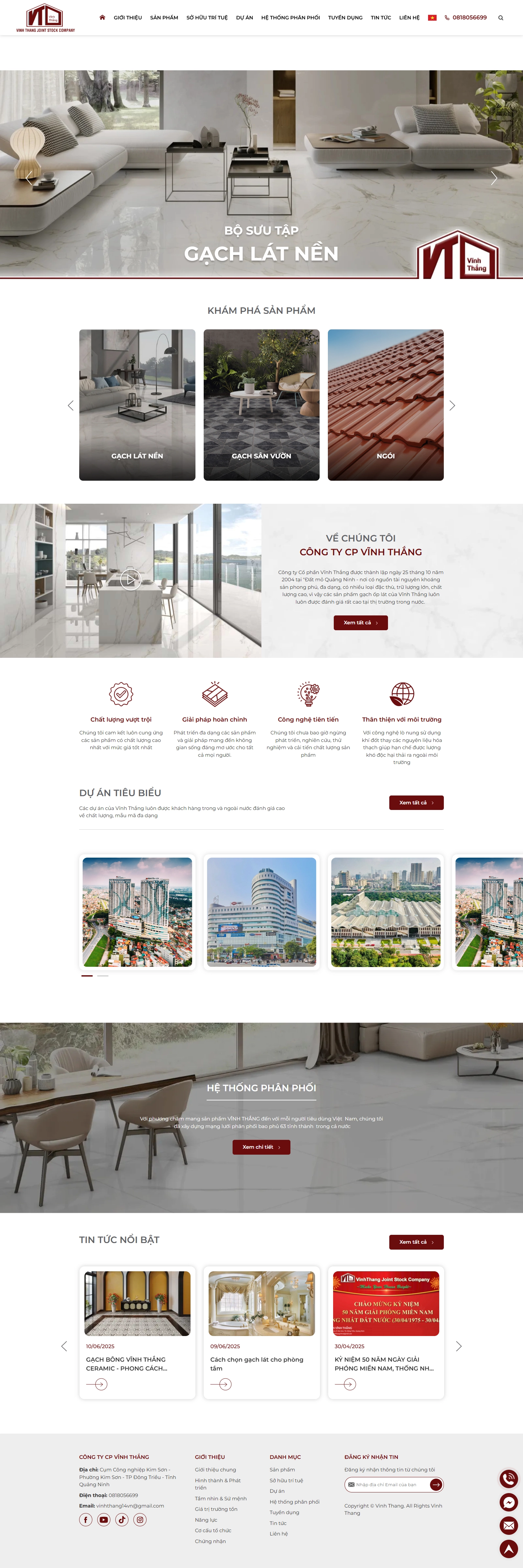 Thiết kế web cho công ty cổ phần Vĩnh Thắng