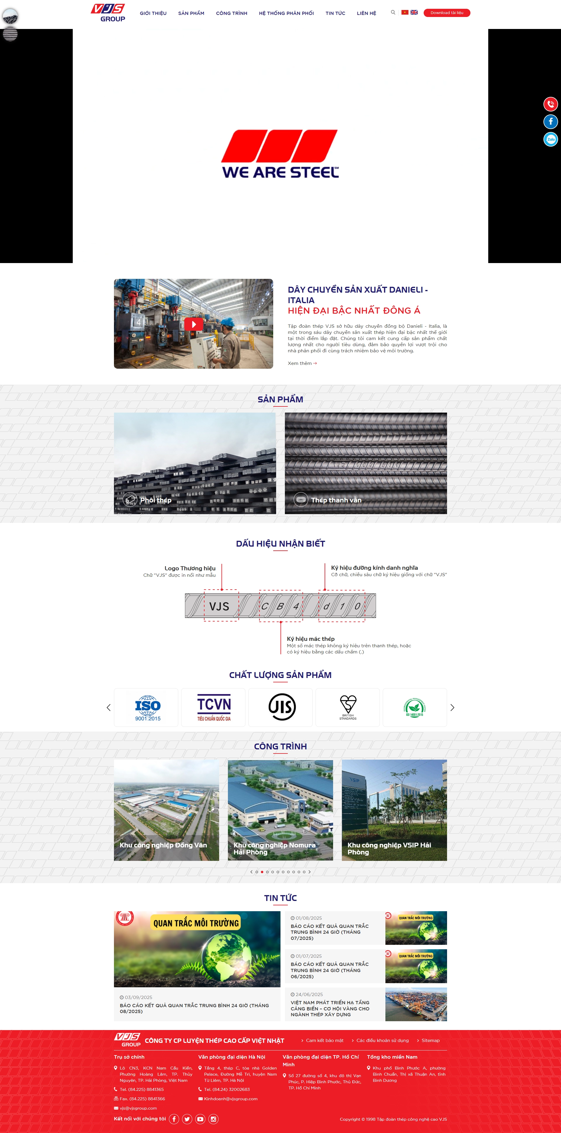 Thiết kế web cho Công Ty CP Luyện Thép Cao Cấp Việt Nhật VJS Group