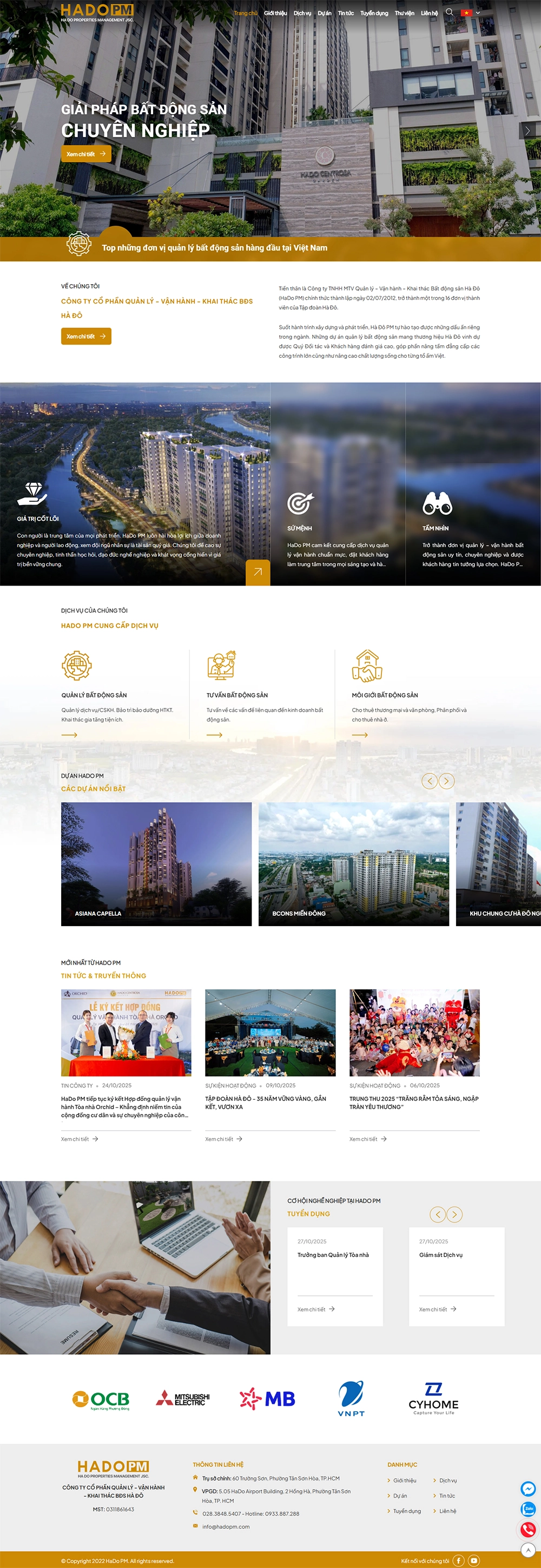 Thiết kế web cho Công ty Cổ phần Quản lý - Vận hành - Khai thác BĐS Hà Đô
