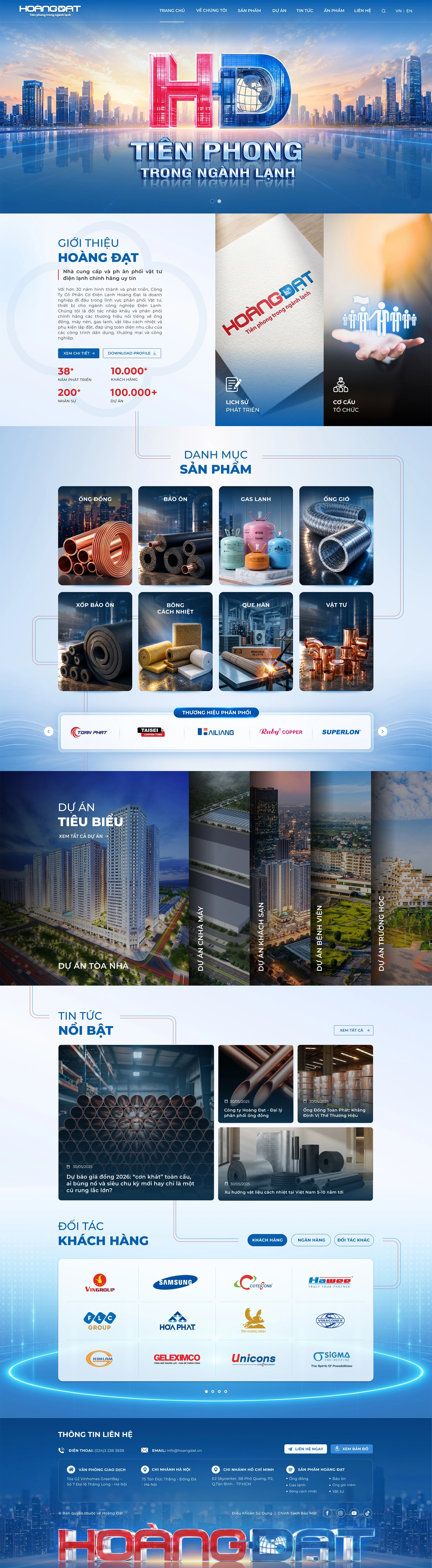 Thiết kế web cho Công Ty Cổ Phần Phát Triển Cơ Điện Lạnh Hoàng Đạt