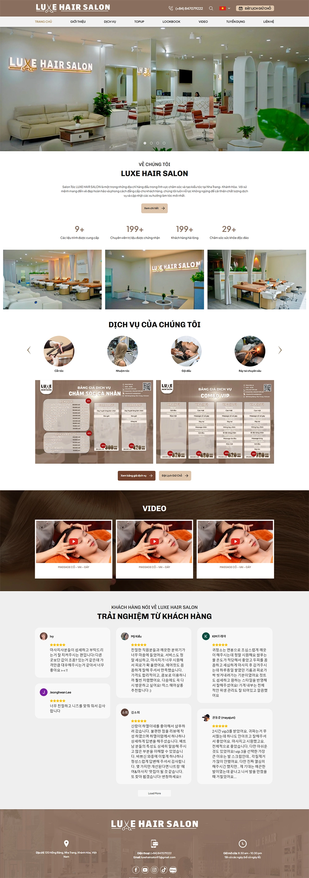 Thiết kế web cho Luxe Hair Salon
