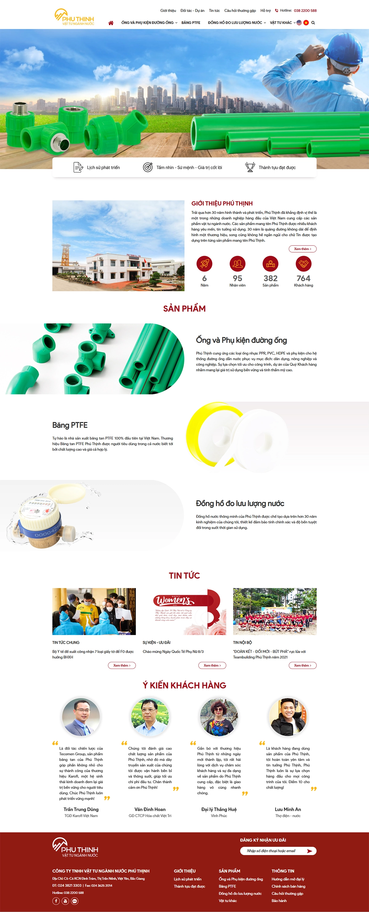 Thiết kế website cho công ty vật tư ngành nước Phú Thịnh