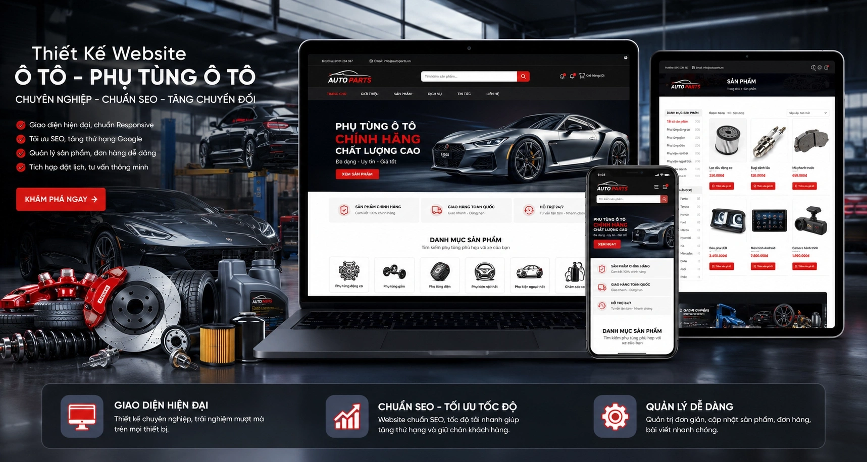 Giao diện thiết kế website oto