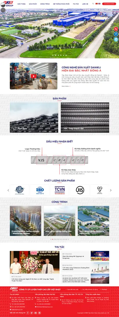 Thiết kế web cho Công Ty CP Luyện Thép Cao Cấp Việt Nhật VJS Group