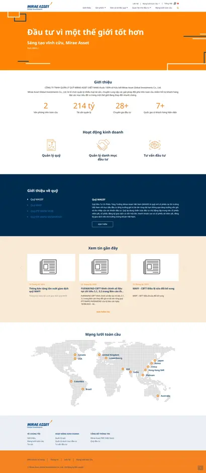 Thiết kế web cho công ty TNHH quản lý quỹ Mirae Asset Việt Nam