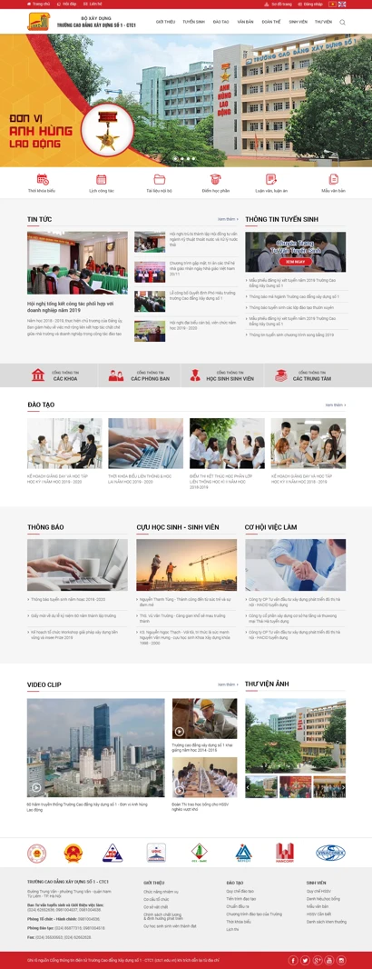 Thiết kế web cho Trường Cao Đẳng Xây dựng Số 1