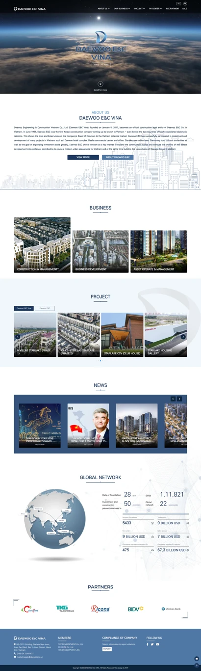 Thiết kế web cho Công ty Daewoo E&C