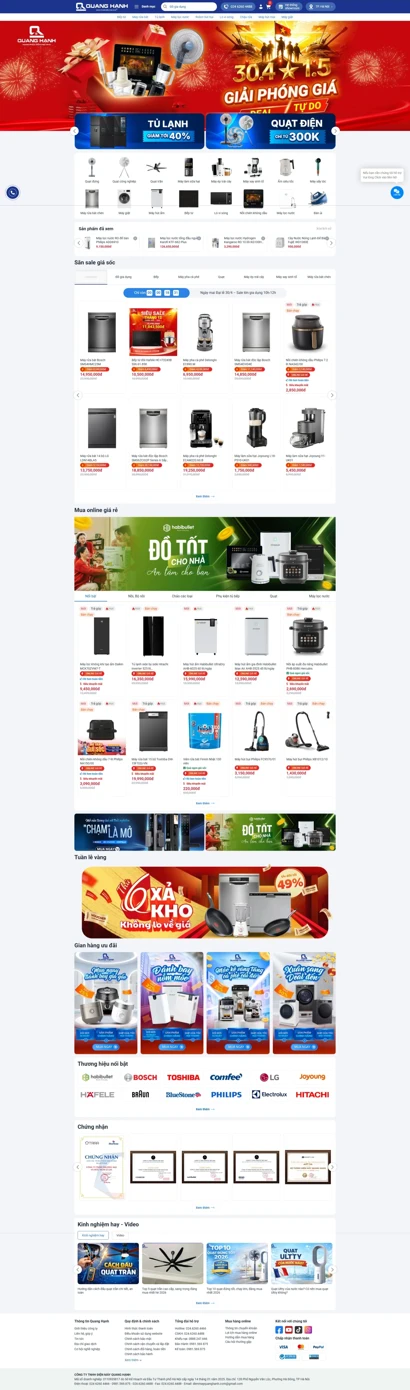 Thiết kế web cho Công ty Điện máy Gia dụng Quang Hạnh