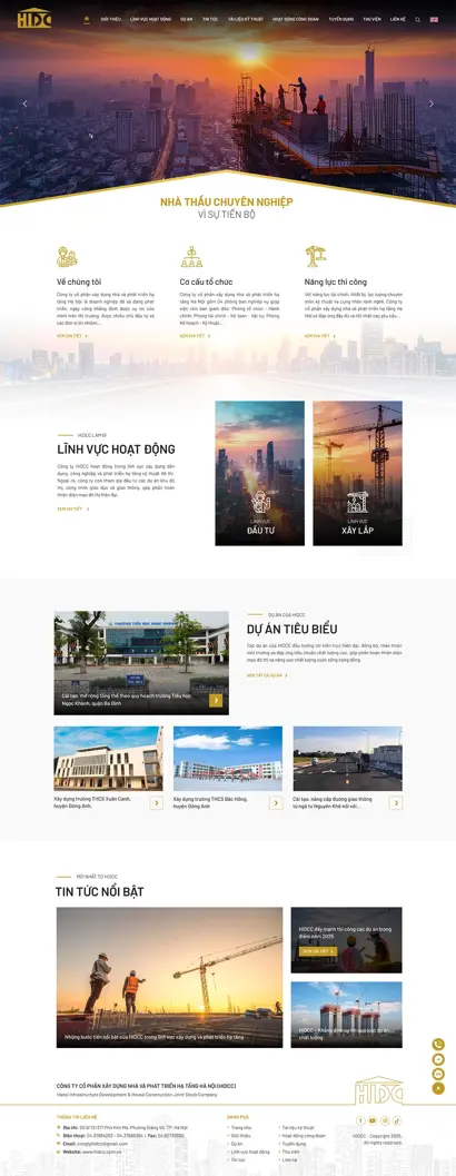 Thiết kế web cho Công ty cổ phần xây dựng nhà và phát triển hạ tầng Hà Nội (HIDCC)