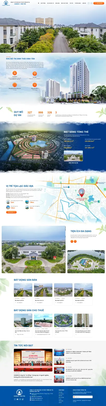 Thiết kế web cho công ty Cổ phần đầu tư phát triển đô thị Handico Vinh Tân