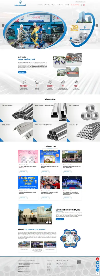 Thiết kế web cho Tập đoàn Inox Hoàng Vũ