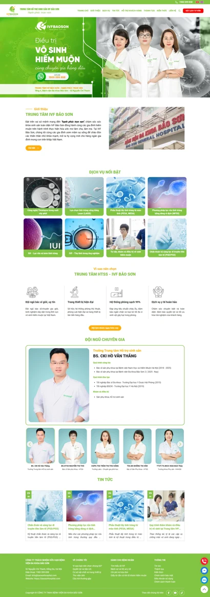 Thiết kế web cho trung tâm hỗ trợ sinh sản IVF Bảo Sơn