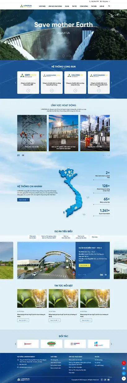 Thiết kế web cho Hệ thống LONGRUN ENERGY