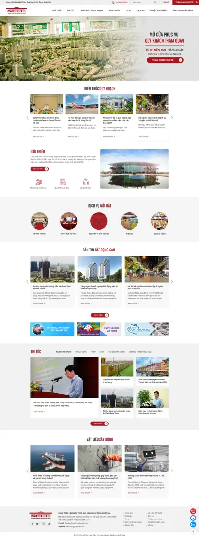 Thiết kế web cho Cung Triển Lãm Kiến Trúc Quy Hoạch Xây Dựng Quốc Gia