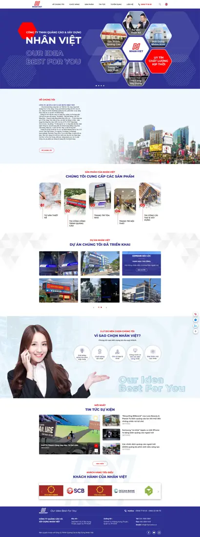 Thiết kế web cho Công ty Quảng cáo và xây dựng Nhân Việt