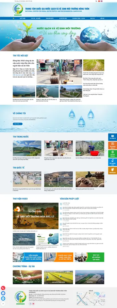 Thiết kế web cho Trung tâm Quốc gia Nước sạch và Vệ sinh môi trường nông thôn