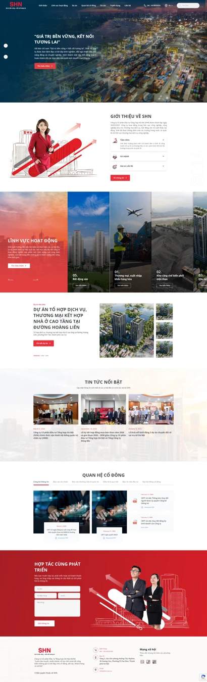 Thiết kế web cho Công ty Cổ phần Đầu tư Tổng hợp Hà Nội (SHN)