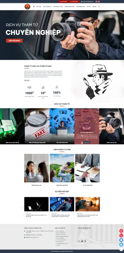 Thiết kế web cho công ty dịch vụ thám tử ADC