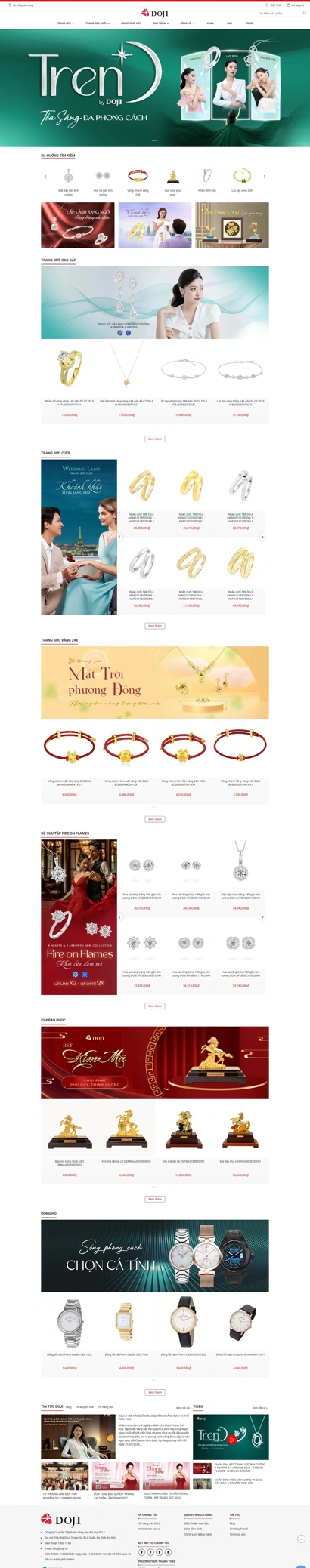 Thiết kế web cho Công ty Trang sức Doji