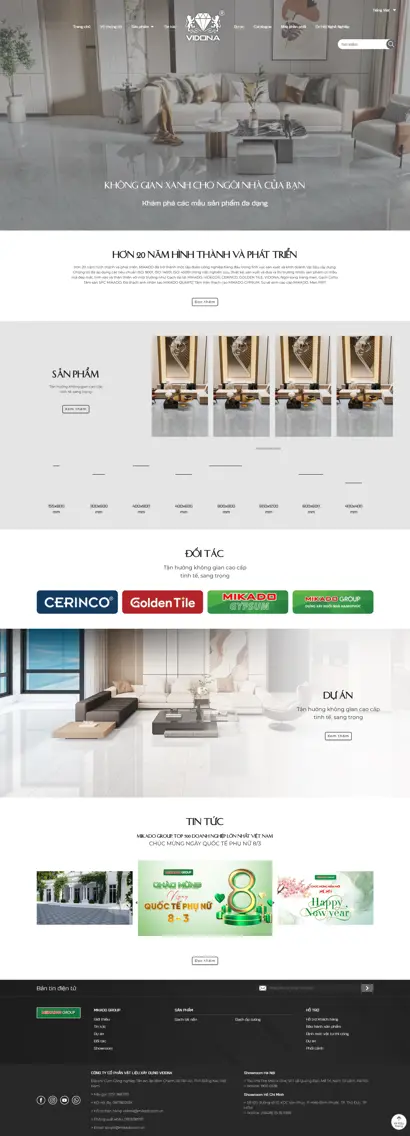 Thiết kế web cho công ty cổ phần vật liệu xây dựng Vidona