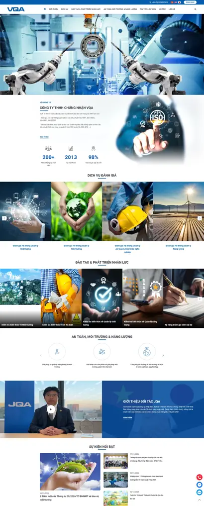 Thiết kế web cho Công ty TNHH Chứng nhận VQA